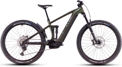 Te zien is een grijze Cube Stereo Hybrid ONE44 EXC e-bike.