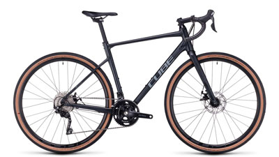 Cube Nuroad Pro Gravel Bike in donkergrijs.