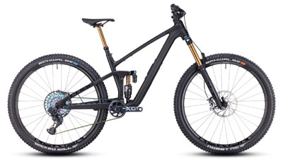 Cube Stereo ONE55 C:62 SLT Volledig mountainbike in donkergrijs.