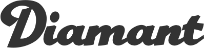 Te zien is het logo van het merk Diamant met zwarte belettering in een elegant cursief lettertype.