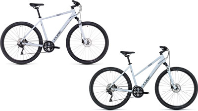 Twee Cube Nature Pro-fietsen met diamantframe en trapeziumframe.
