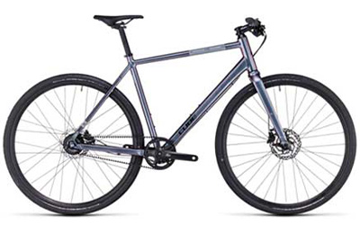 Cube Hyde fitnessfiets met diamanten frame in zilver.