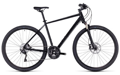 Cube Nature crossfiets met diamant frame in zwart.