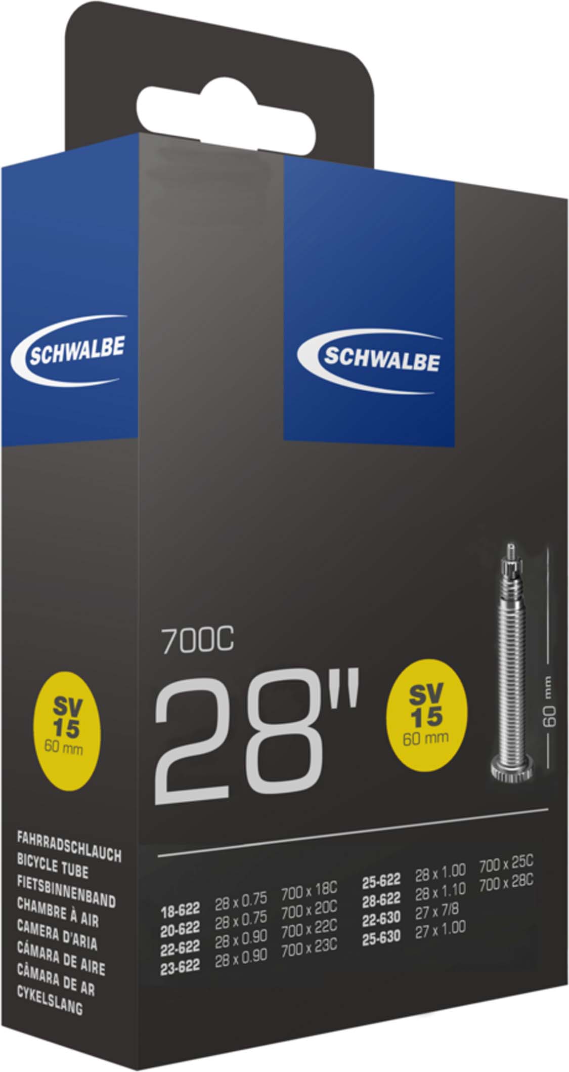 Schwalbe Slang nr. 15 SV 60 mm (18-28x622-630)