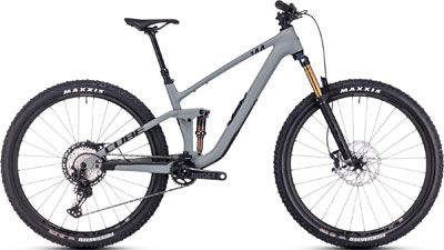 Cube Stereo ONE44 C:62 Race Fully mountainbike in grijs.