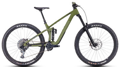 Cube Stereo ONE77 C:68X TM Enduro mountainbike in groen.